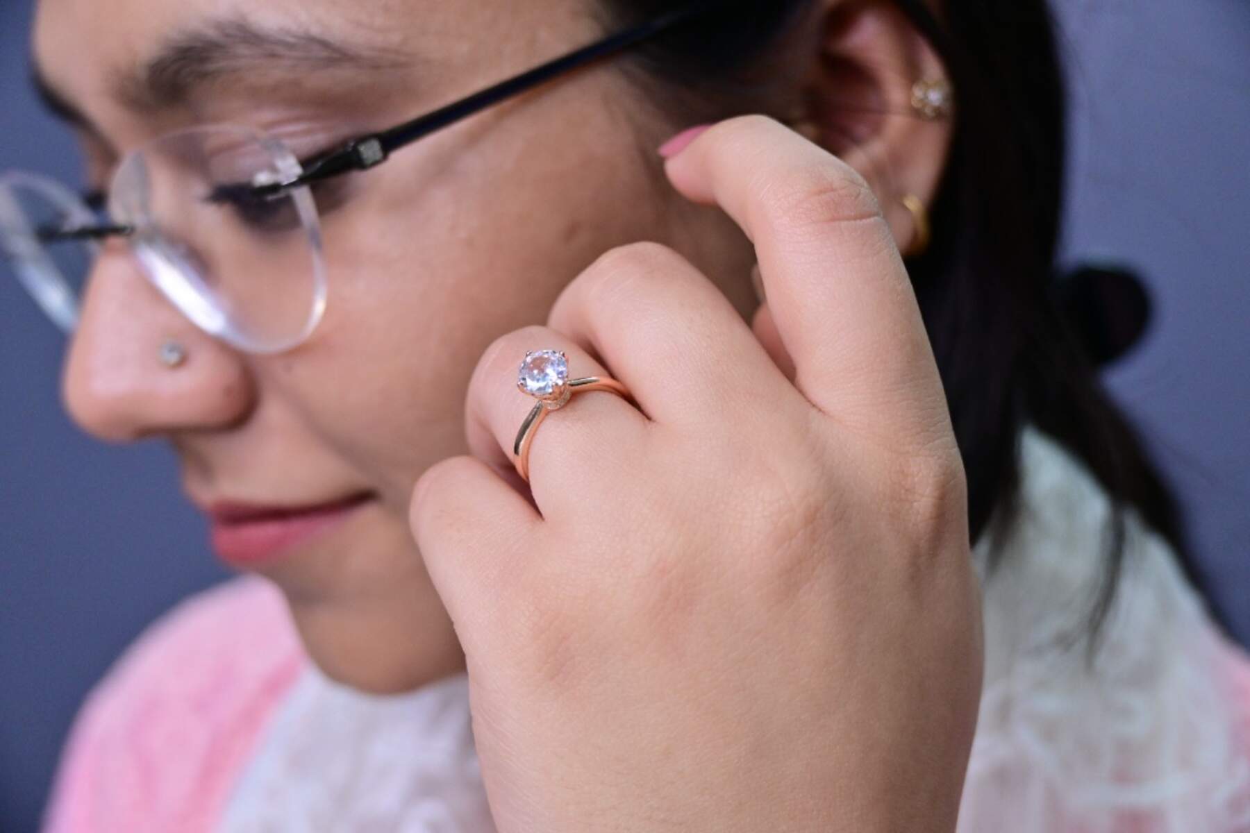 Single Diamond Rose Gold Ring