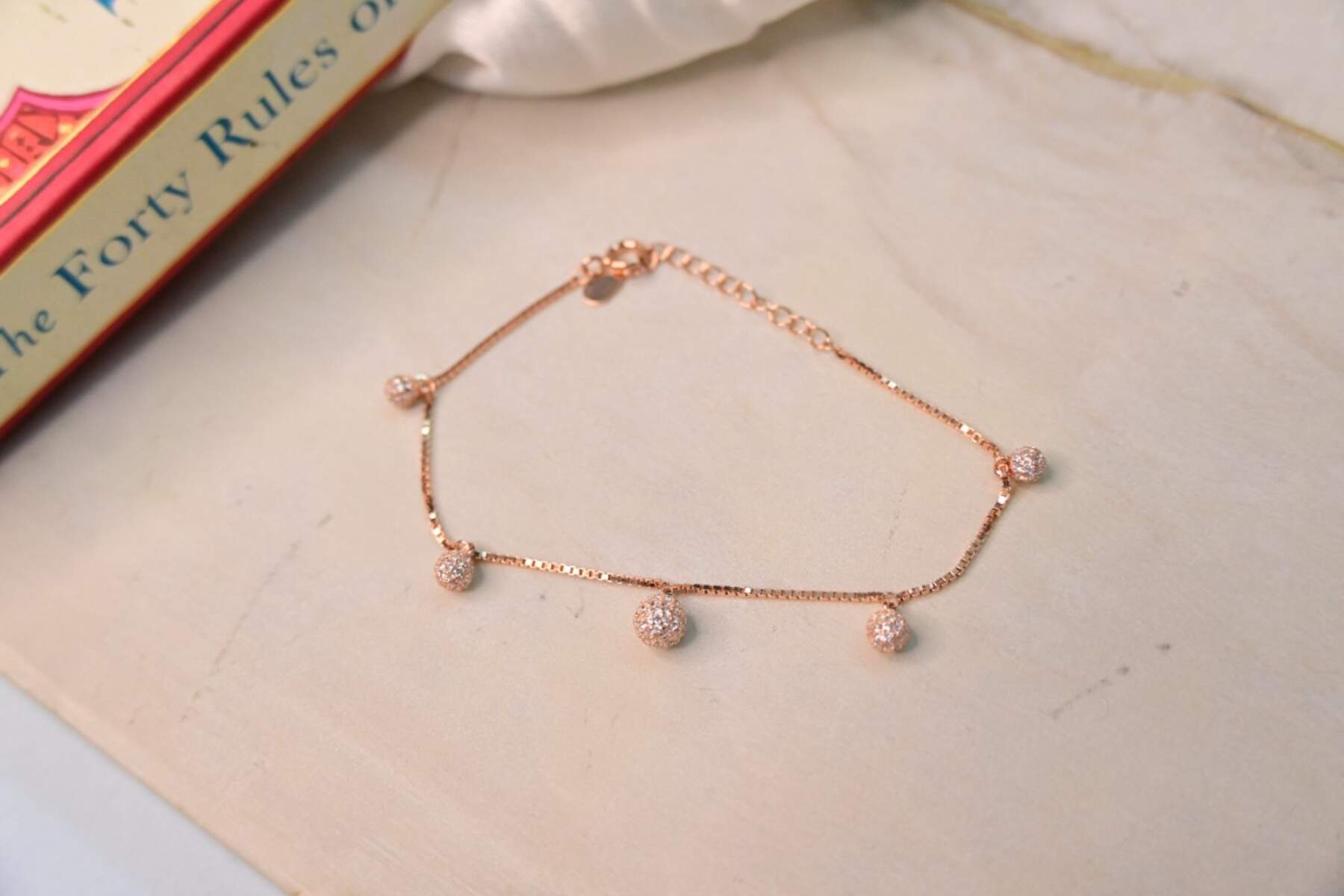 Sparkling Rose Gold Ball Bracelet