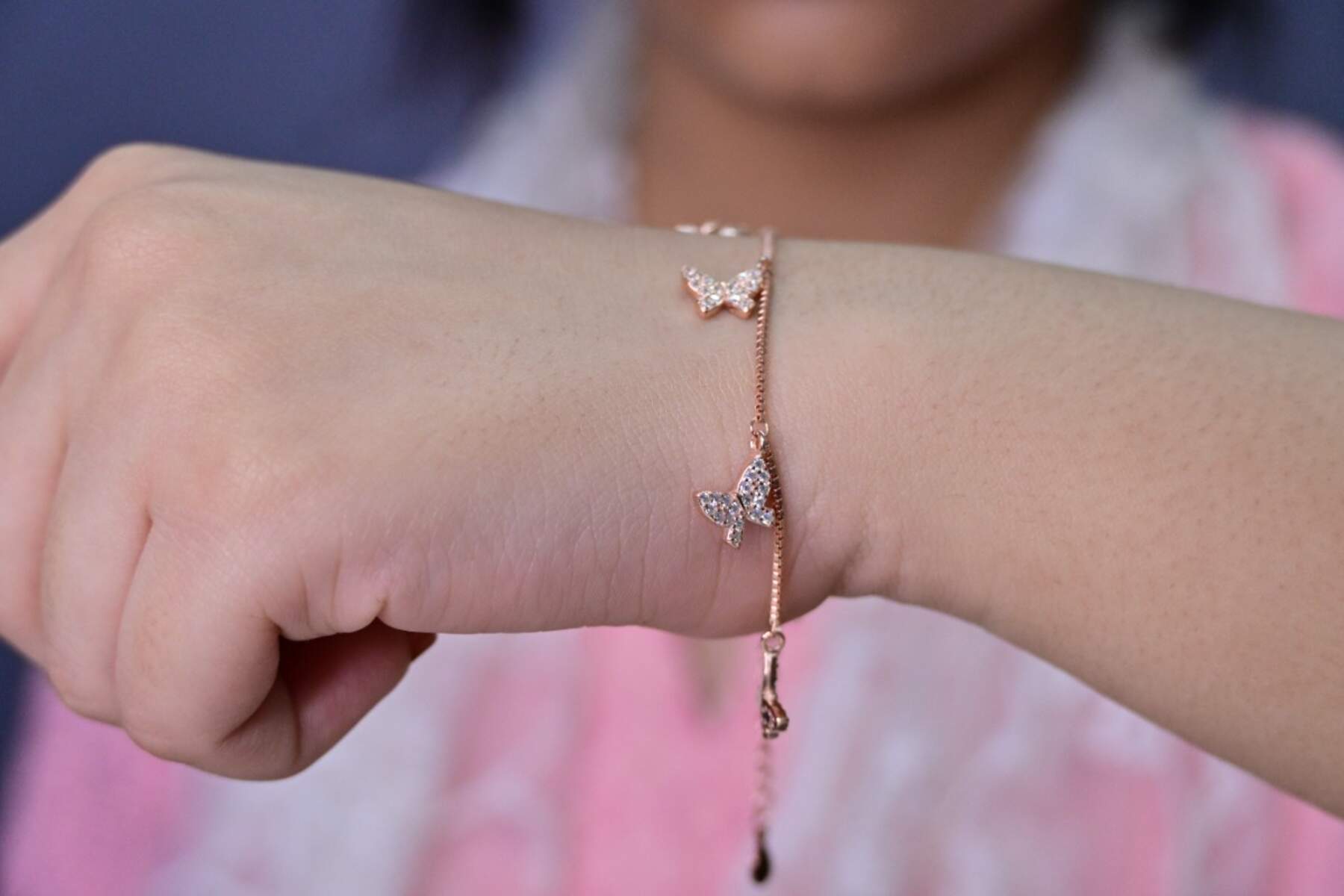 Rose Silver Butterfly Bracelet