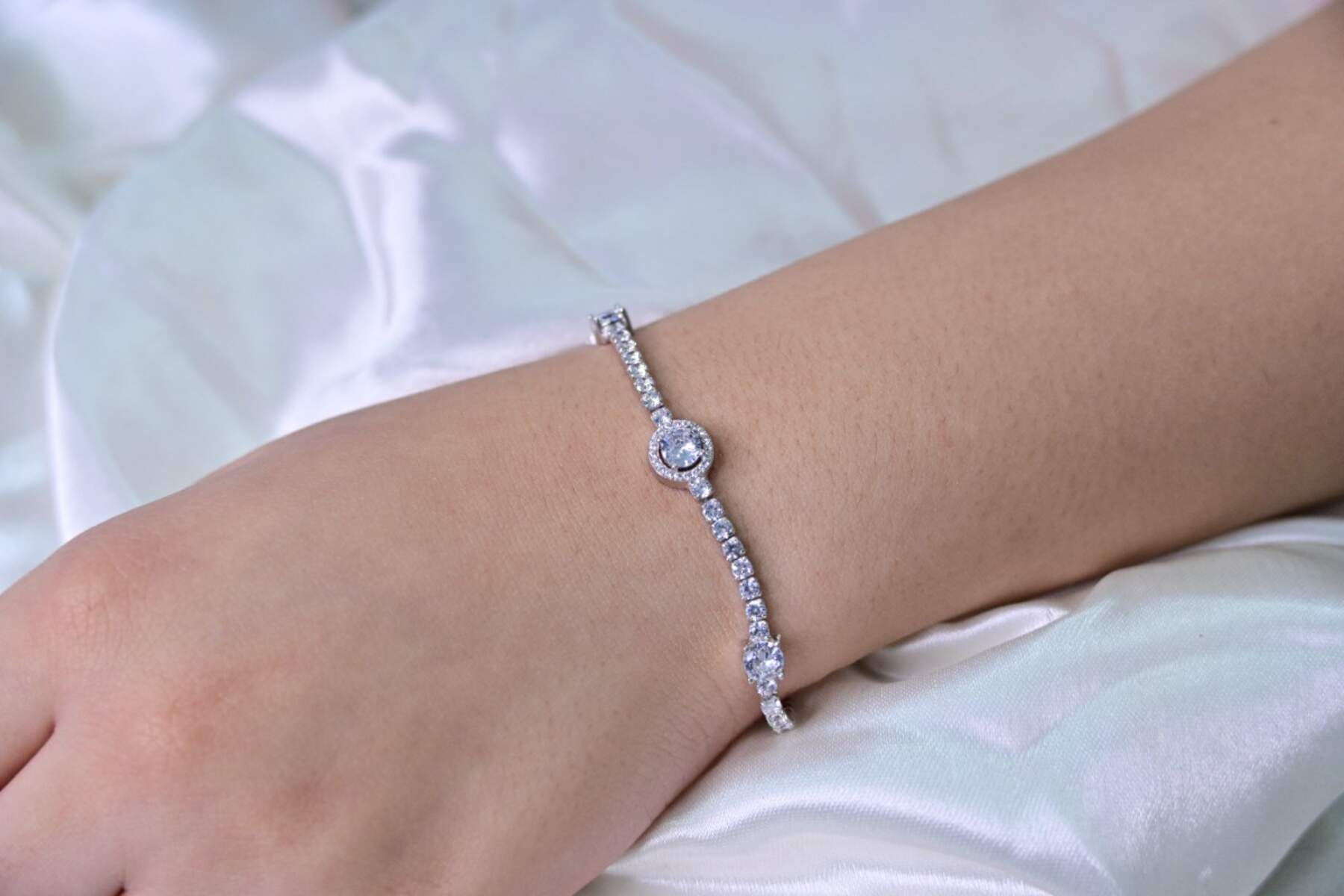 Silver CZ Studded Bracelet