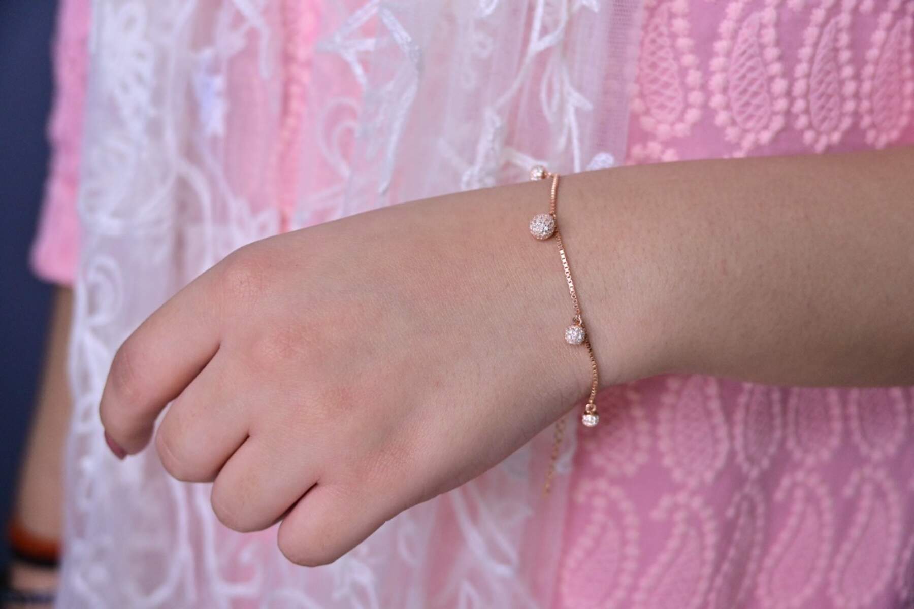 Sparkling Rose Gold Ball Bracelet