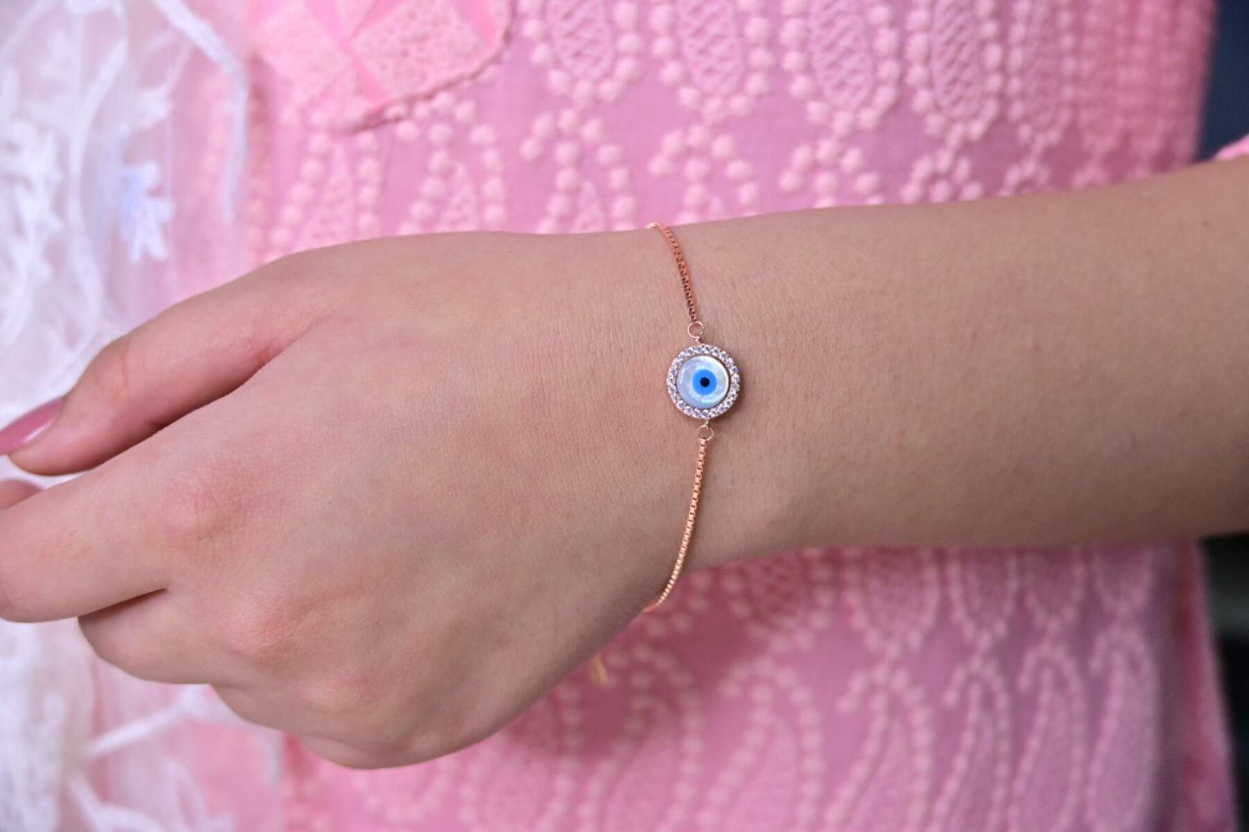 Rose Gold Round Shaped Evil Eye