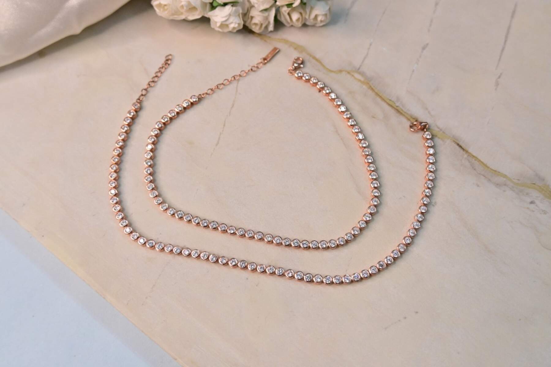 Rose Gold Solitaire Anklets