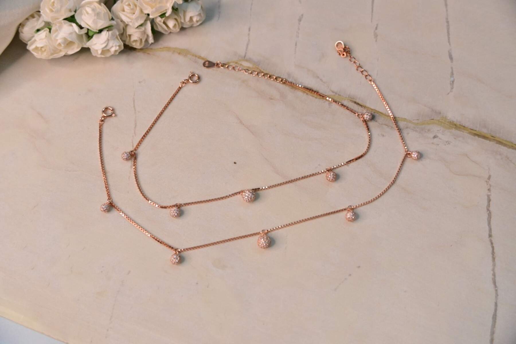 Rose Gold Ball Anklets