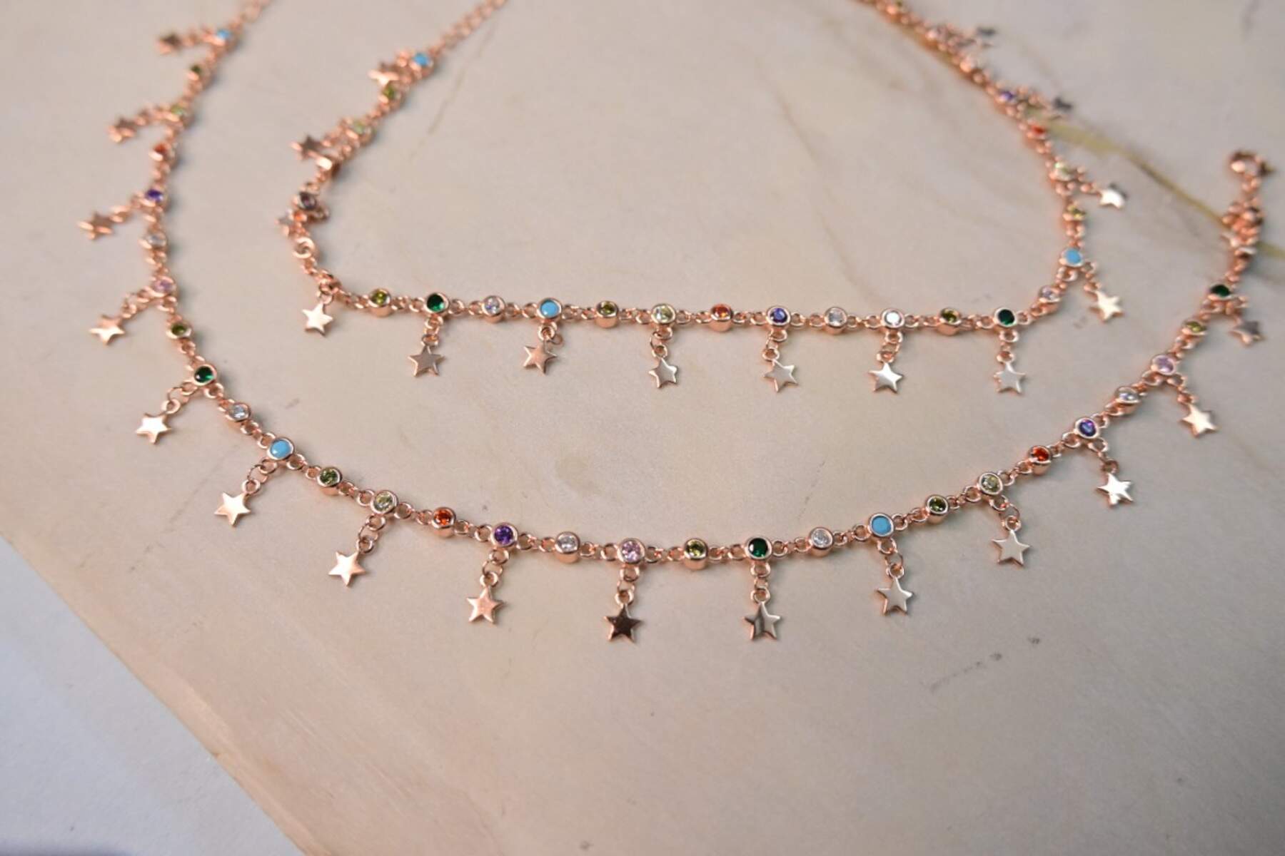 Multicolor Star Anklet