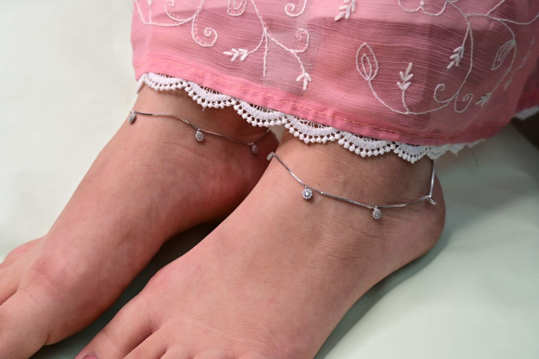 Elegant Silver Charm Anklets