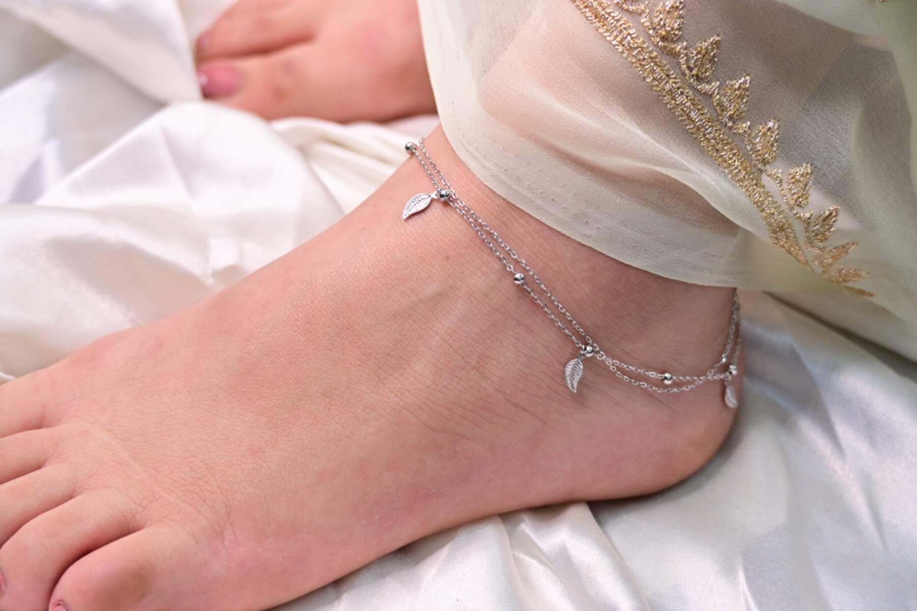 Double Chain Leaf Anklets