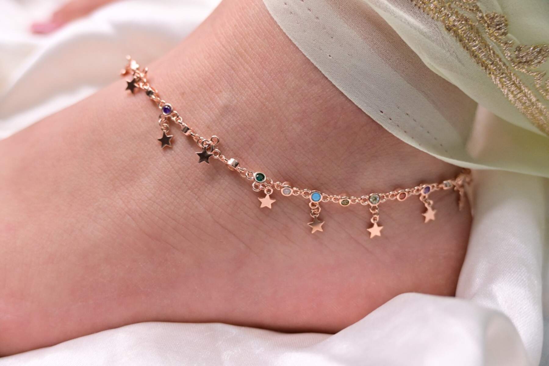 Multicolor Star Anklet