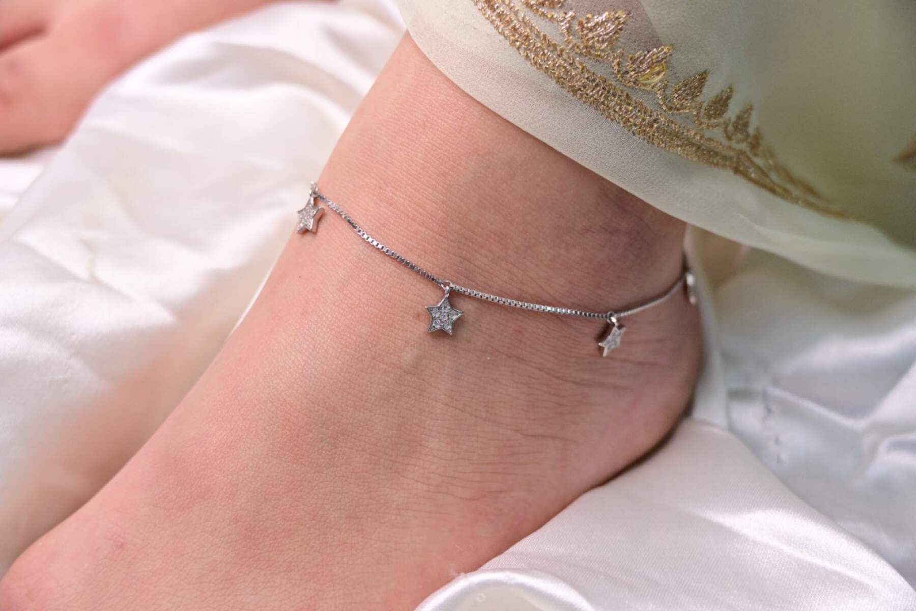 Silver Star Charm Anklet