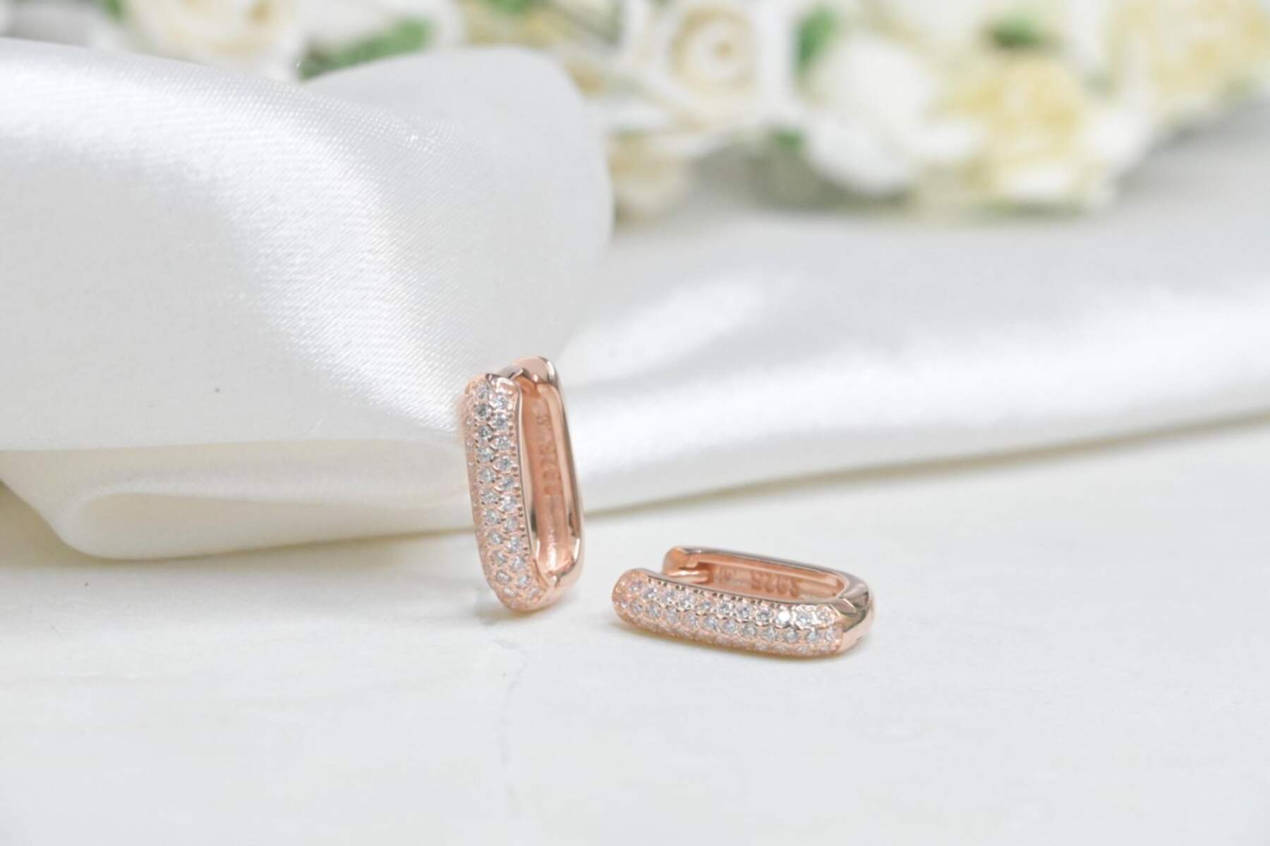 Rose Gold Solitaire Earrings