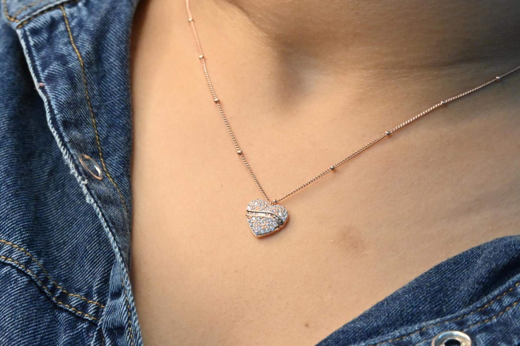 Rose Gold Heart Pendant Chain