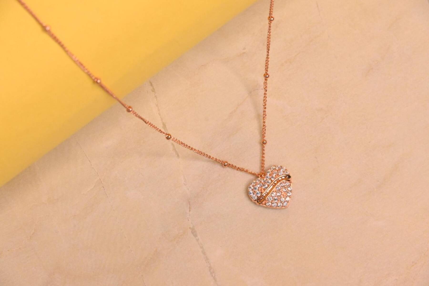 Rose Gold Heart Pendant Chain