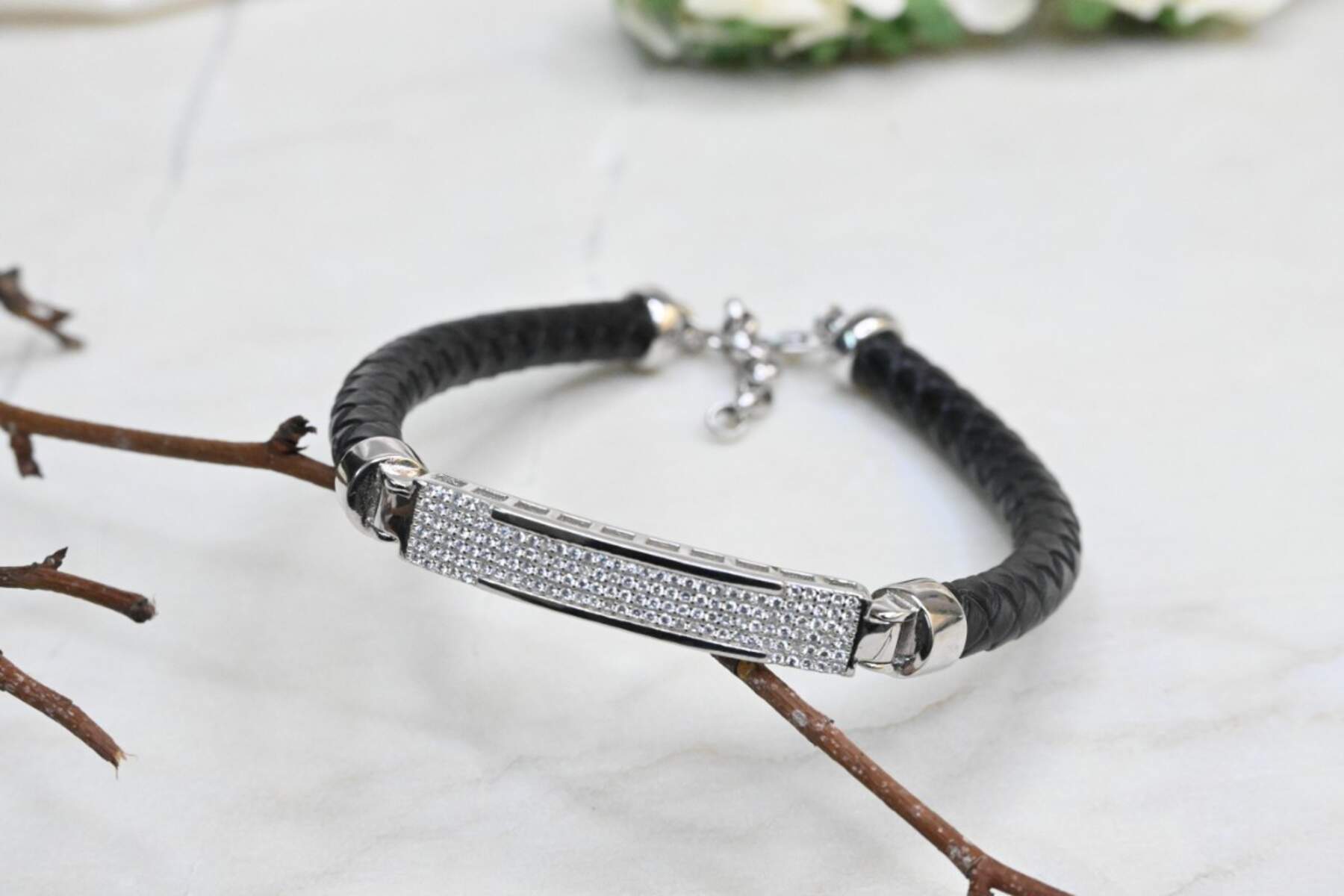 Classy Leather Mens Bracelet