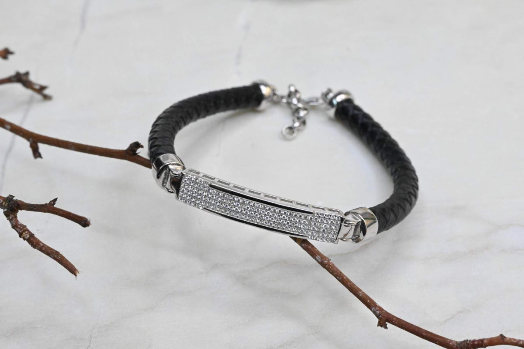 Classy Leather Mens Bracelet