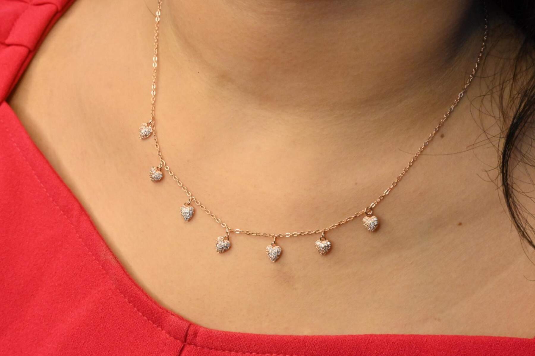 Multi Heart Charming Rose Gold Chain