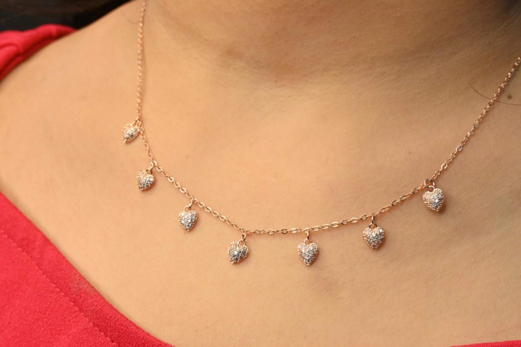 Multi Heart Charming Rose Gold Chain