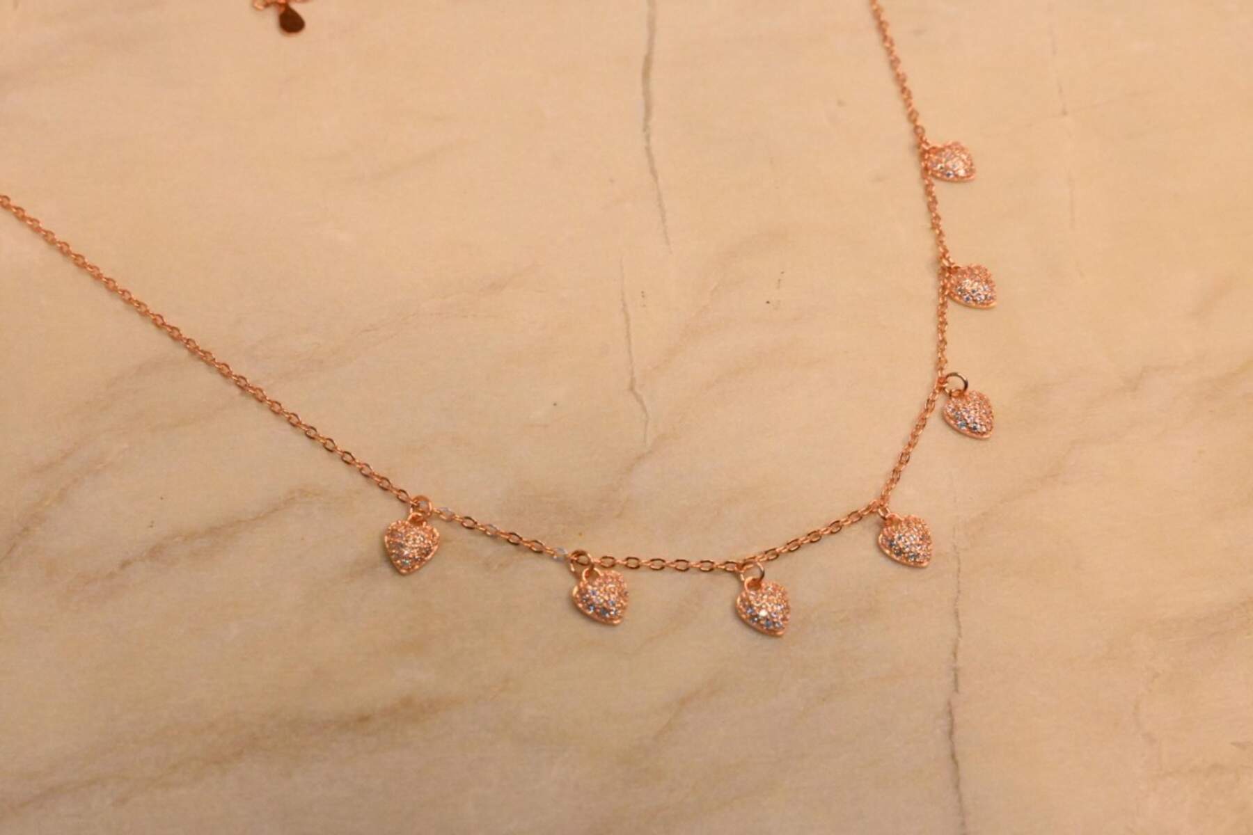 Multi Heart Charming Rose Gold Chain