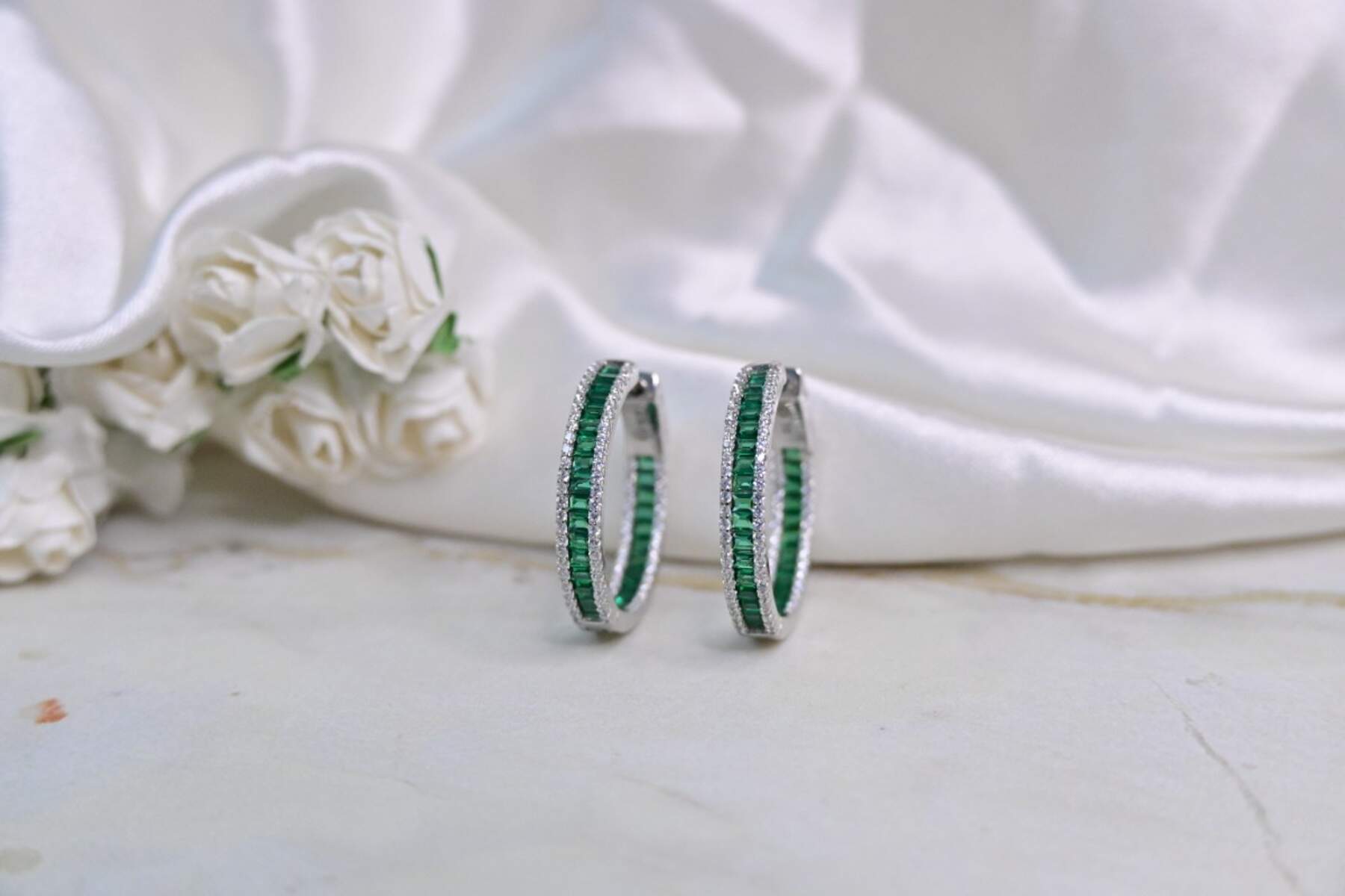 Beautiful Green Hoop Earrings