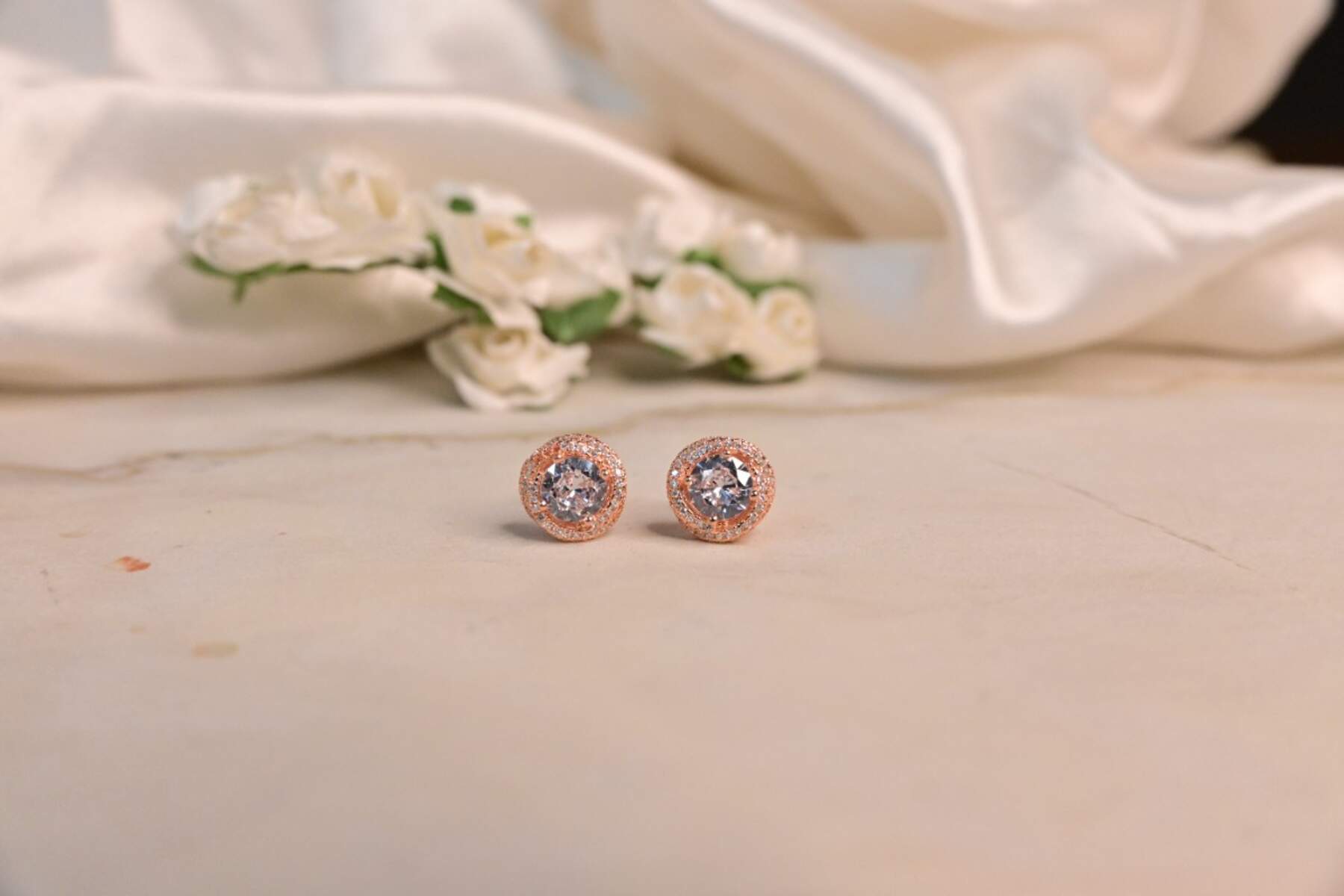 Rose Gold Solitaire Studs