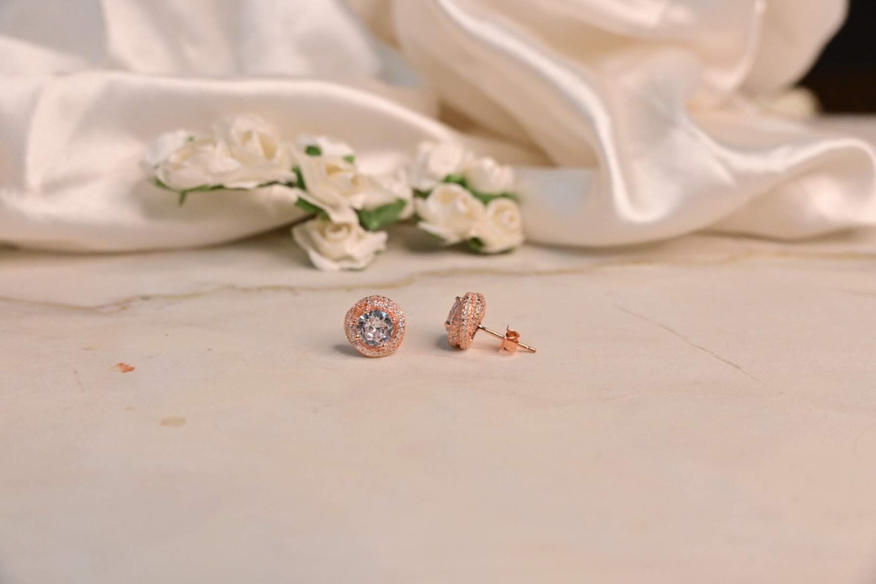 Rose Gold Solitaire Studs