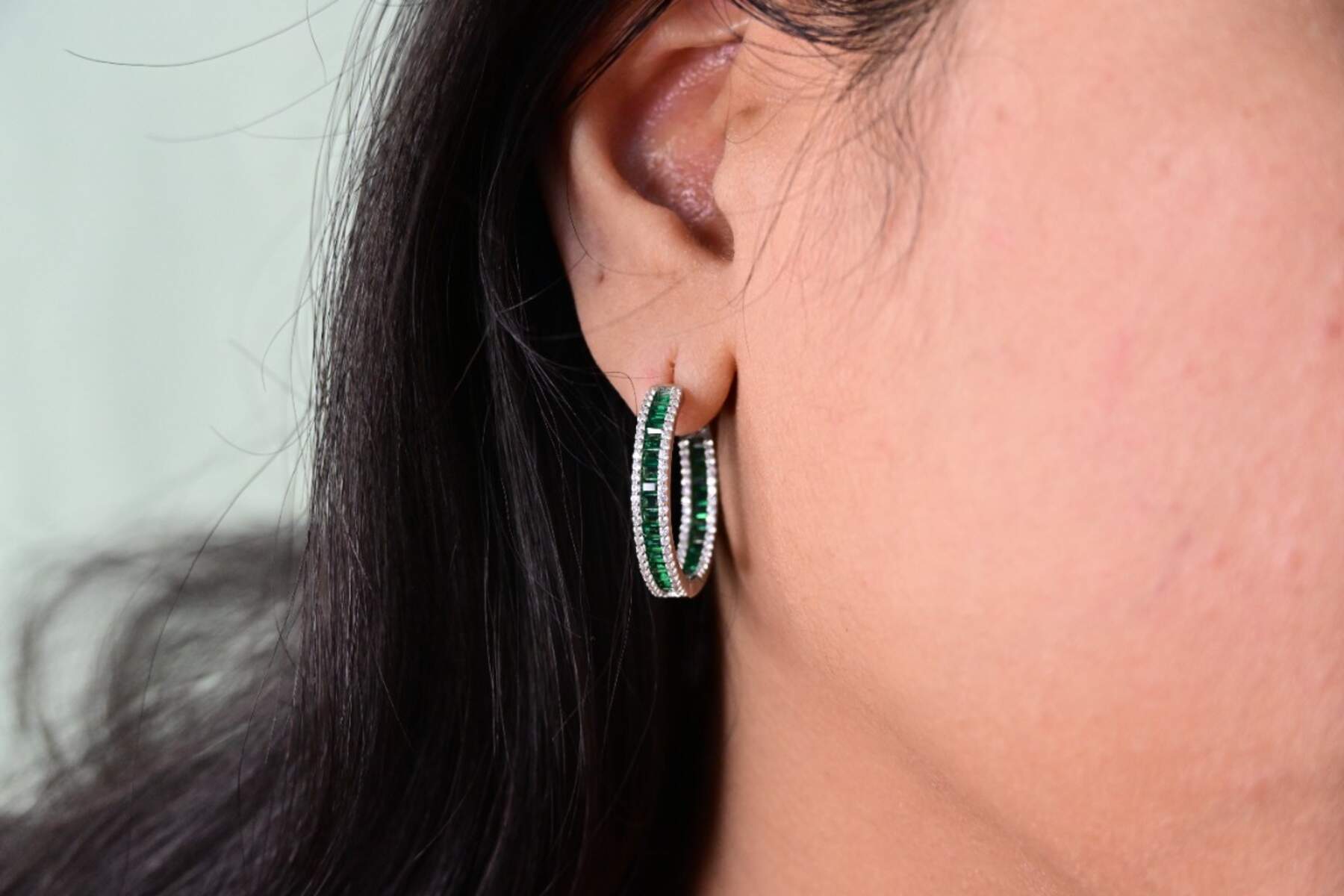 Beautiful Green Hoop Earrings