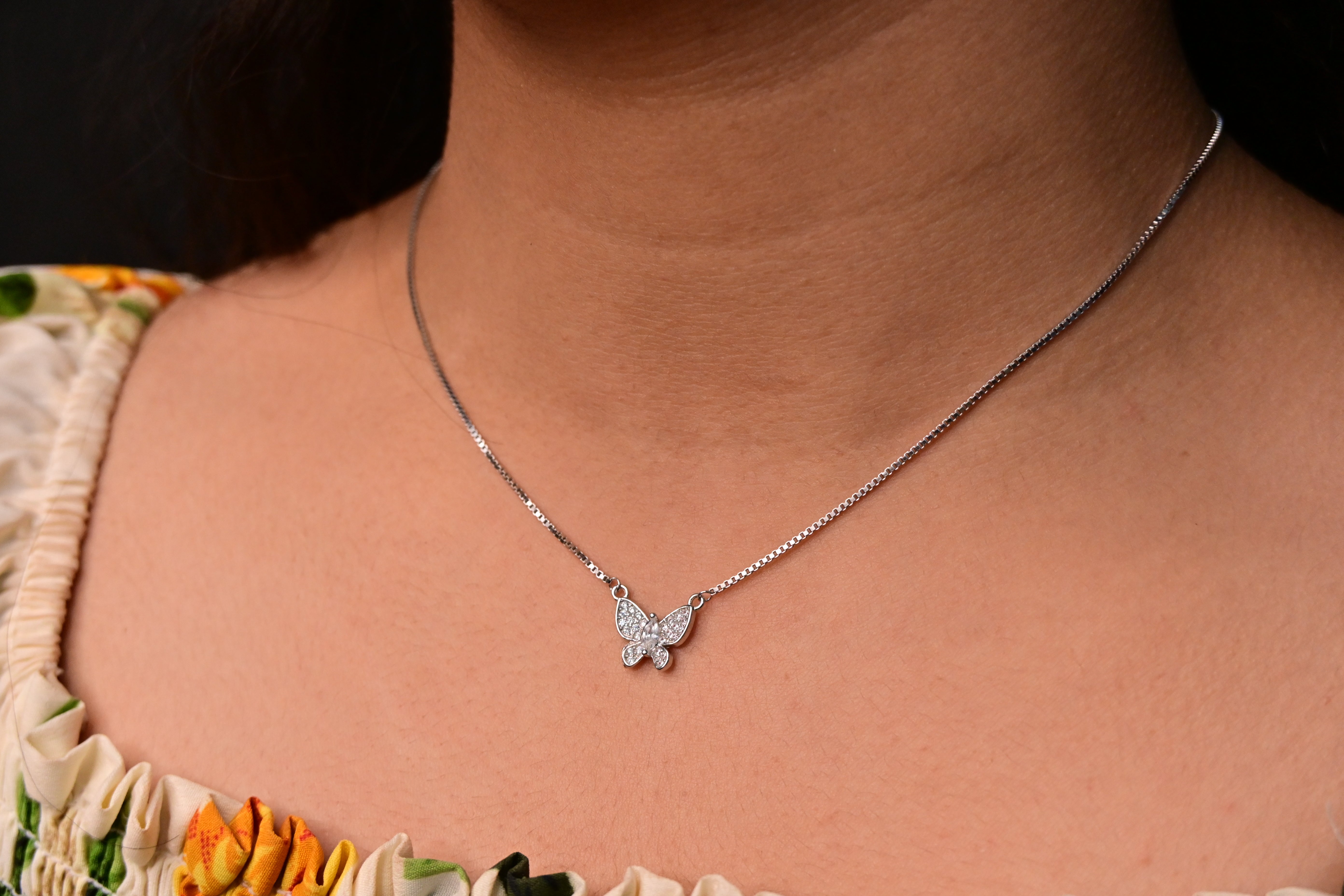 Silver Butterfly Pendent Set