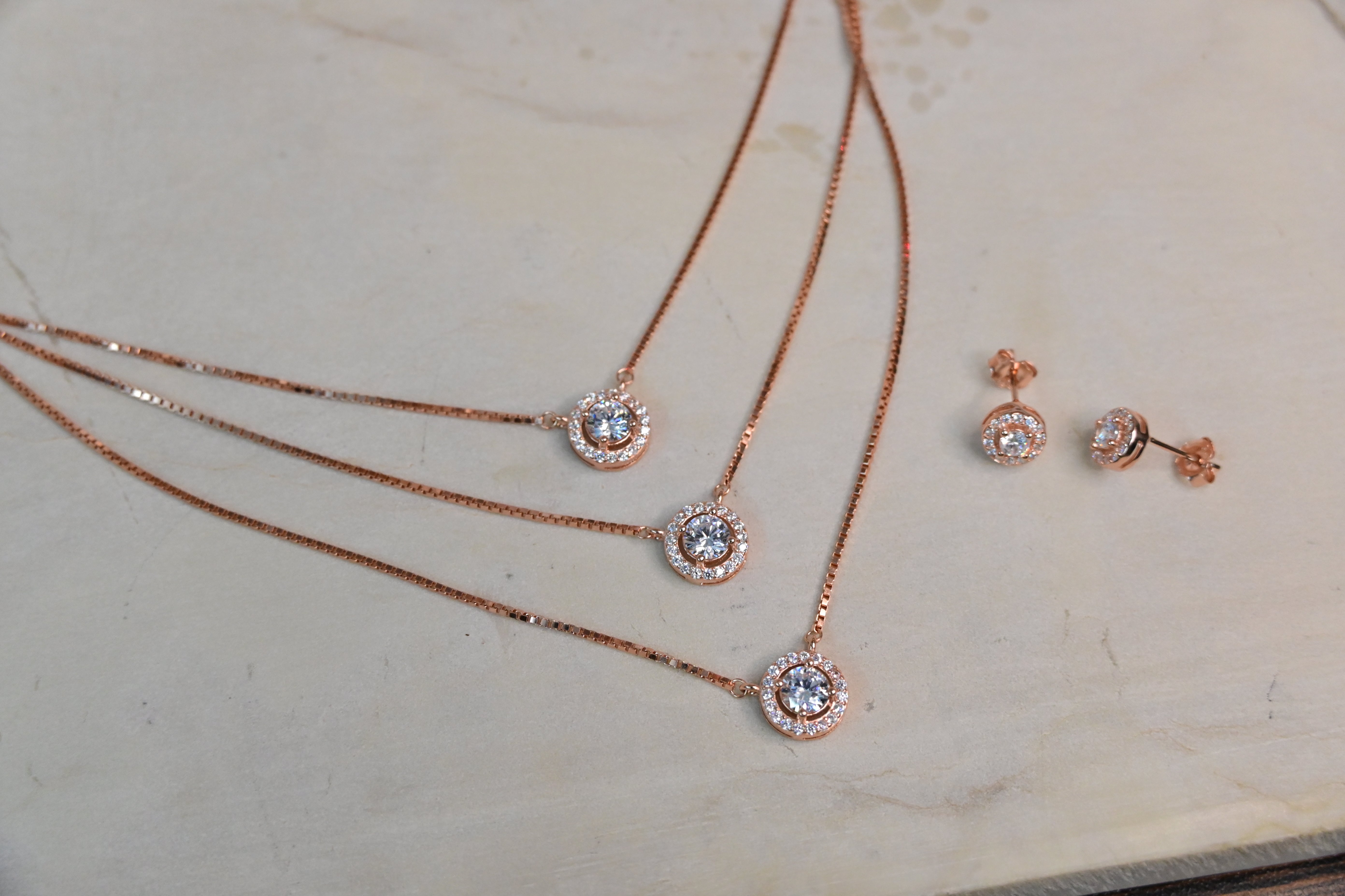 Rose Gold Triple Chain Set