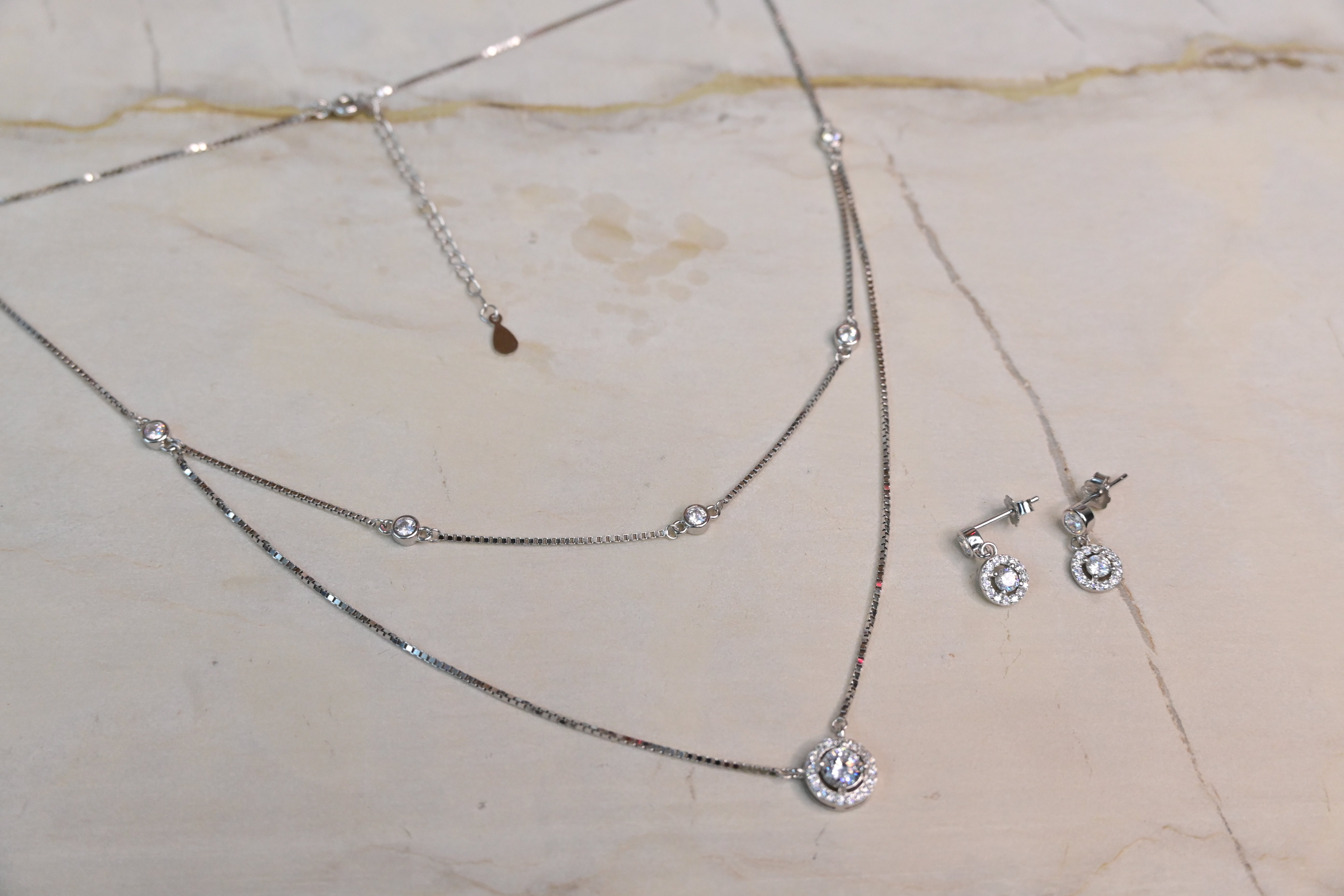 Double Chain Silver Set