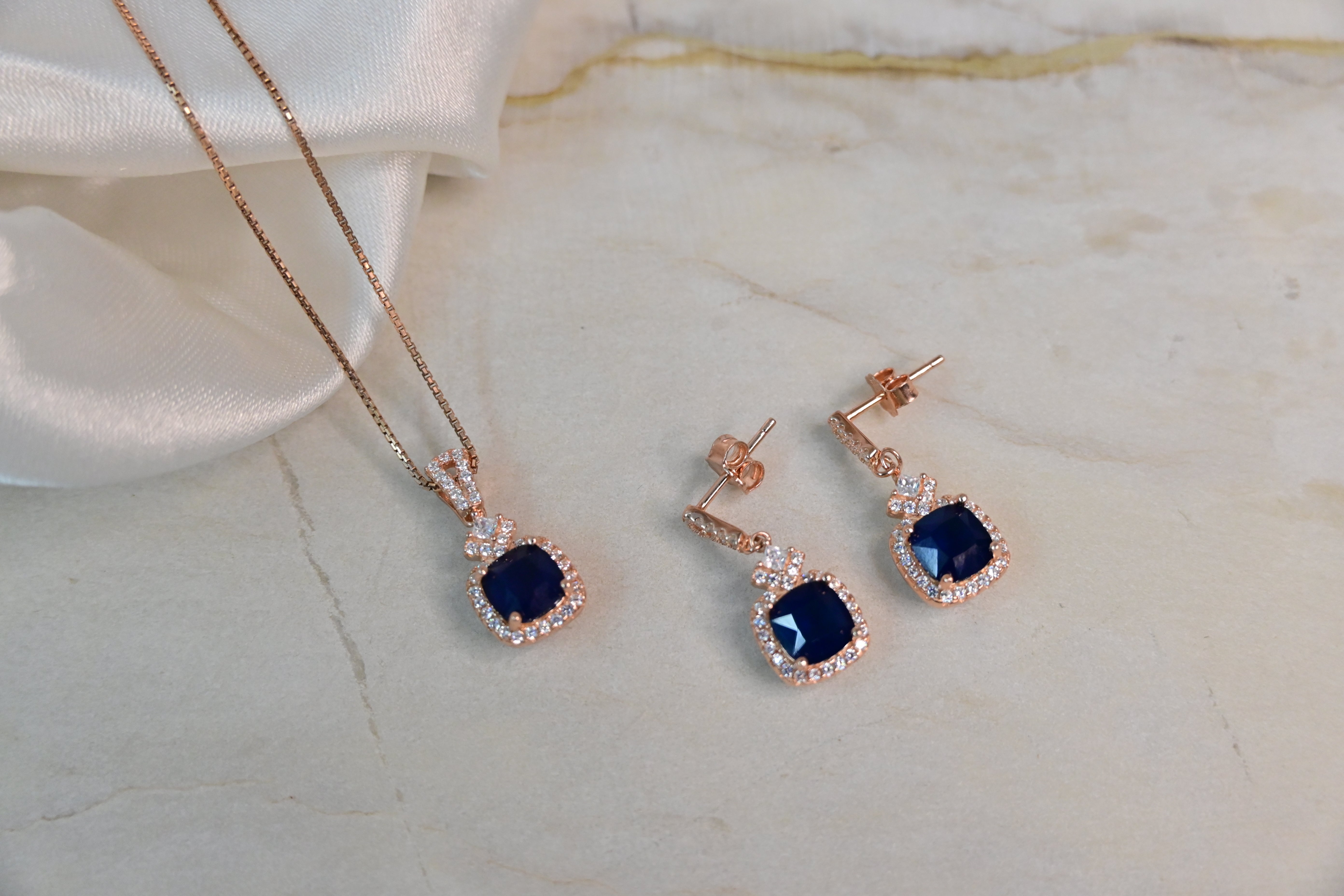 Sapphire Rose Gold Set