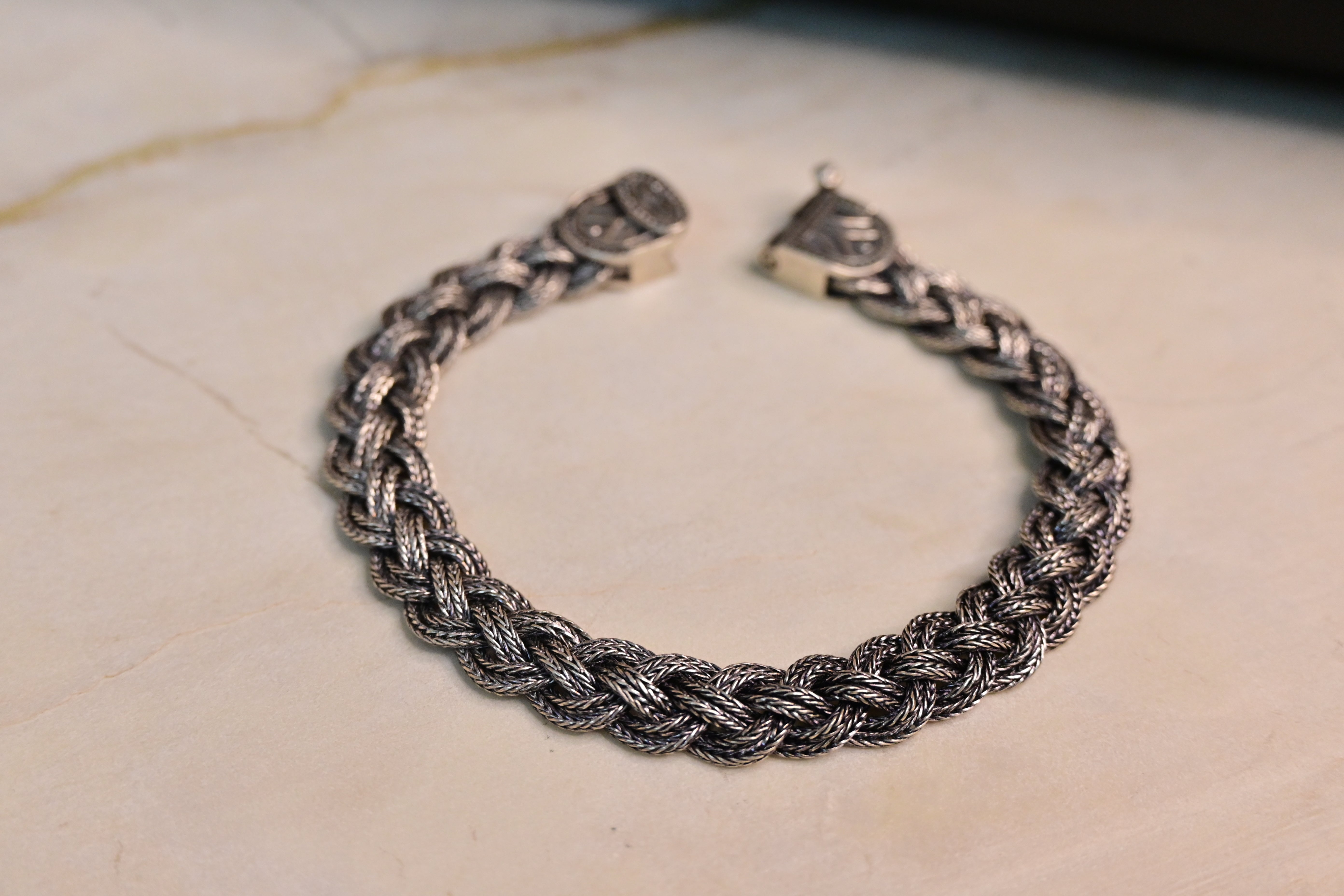 Twisted Curb Oxidised Bracelet