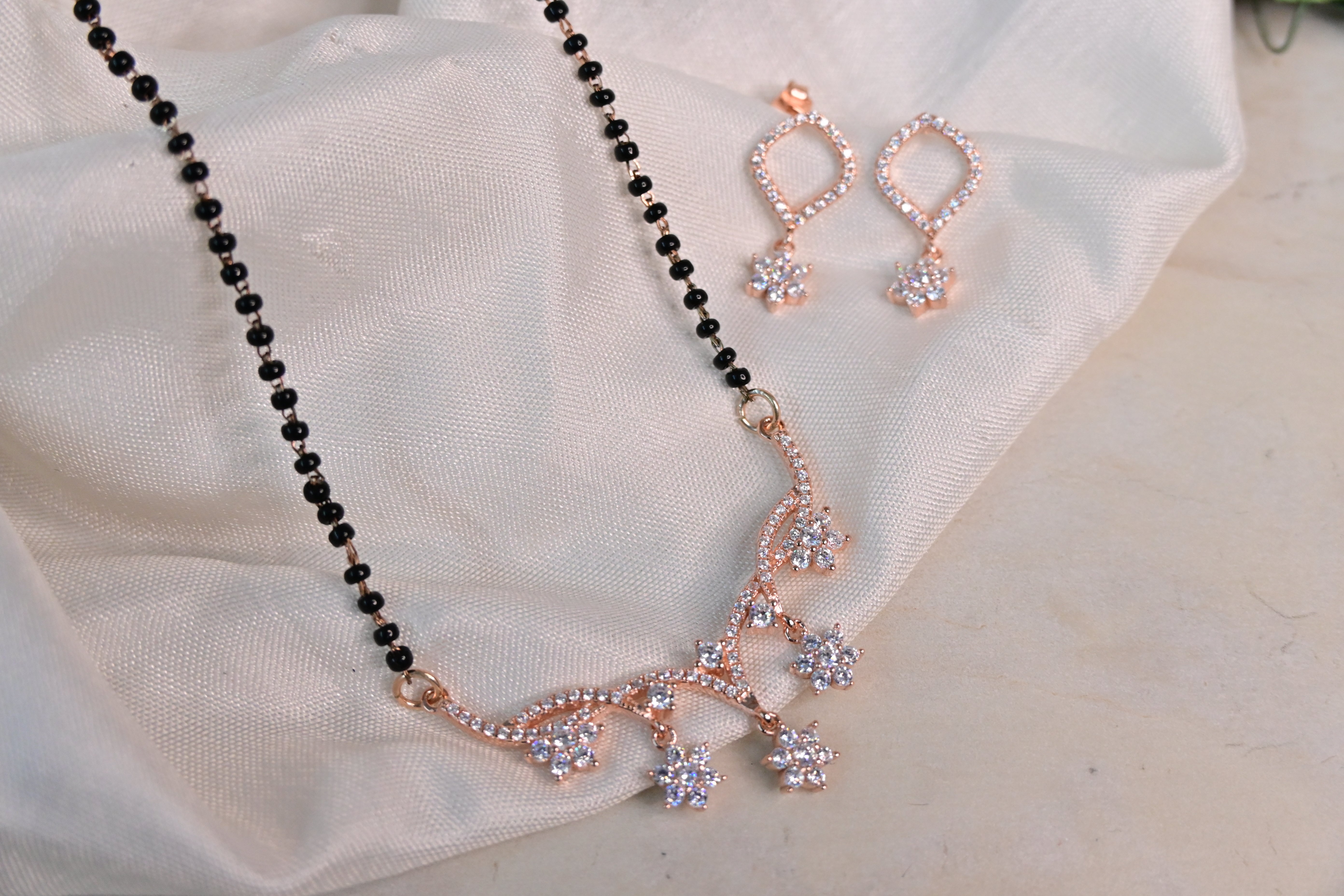 Floral CZ Mangalsutra Set