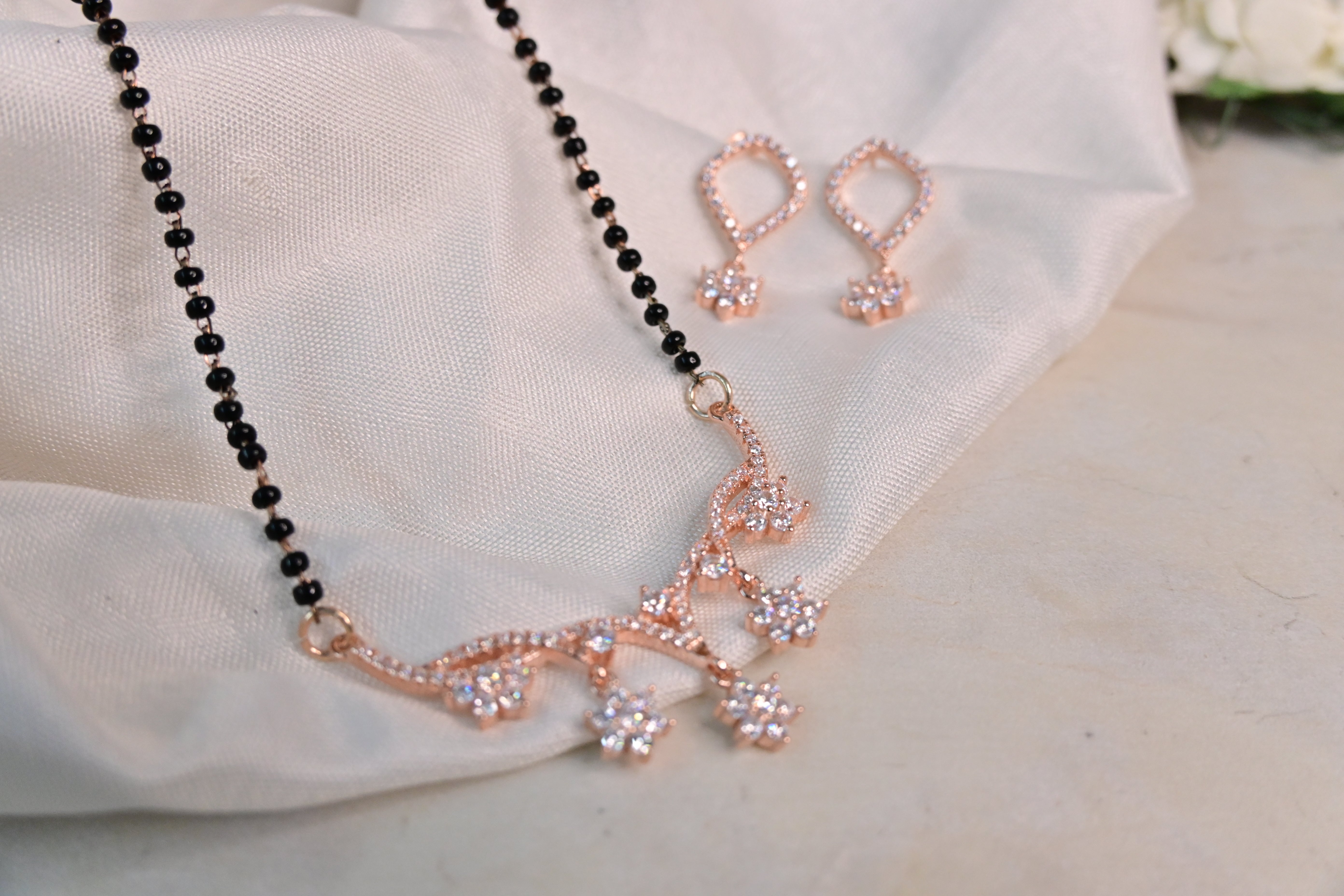 Floral CZ Mangalsutra Set