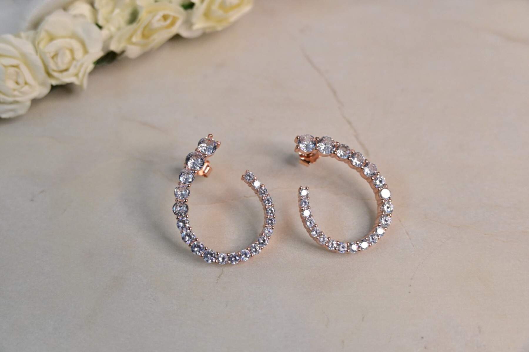 CZ Studdes Rose Gold Earrings