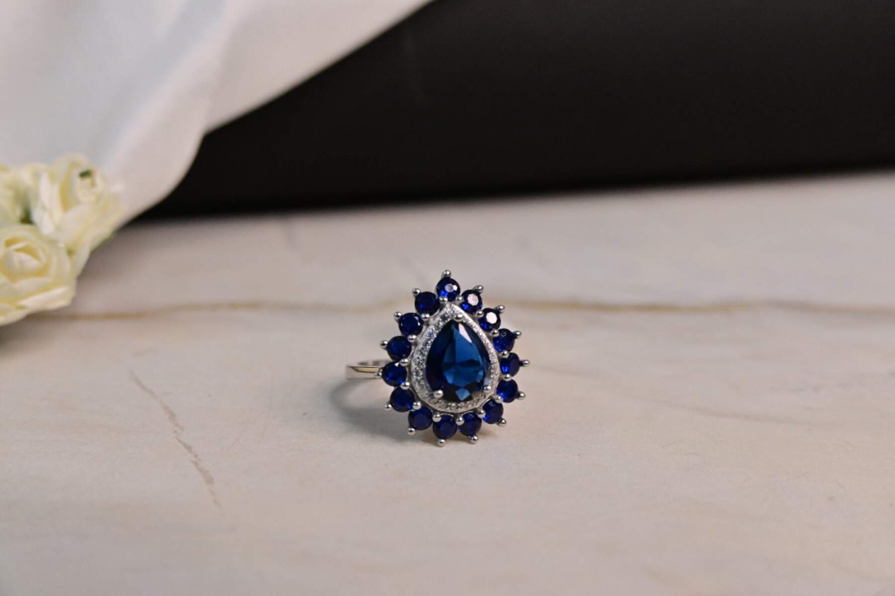 Tear Drop Blue Ring