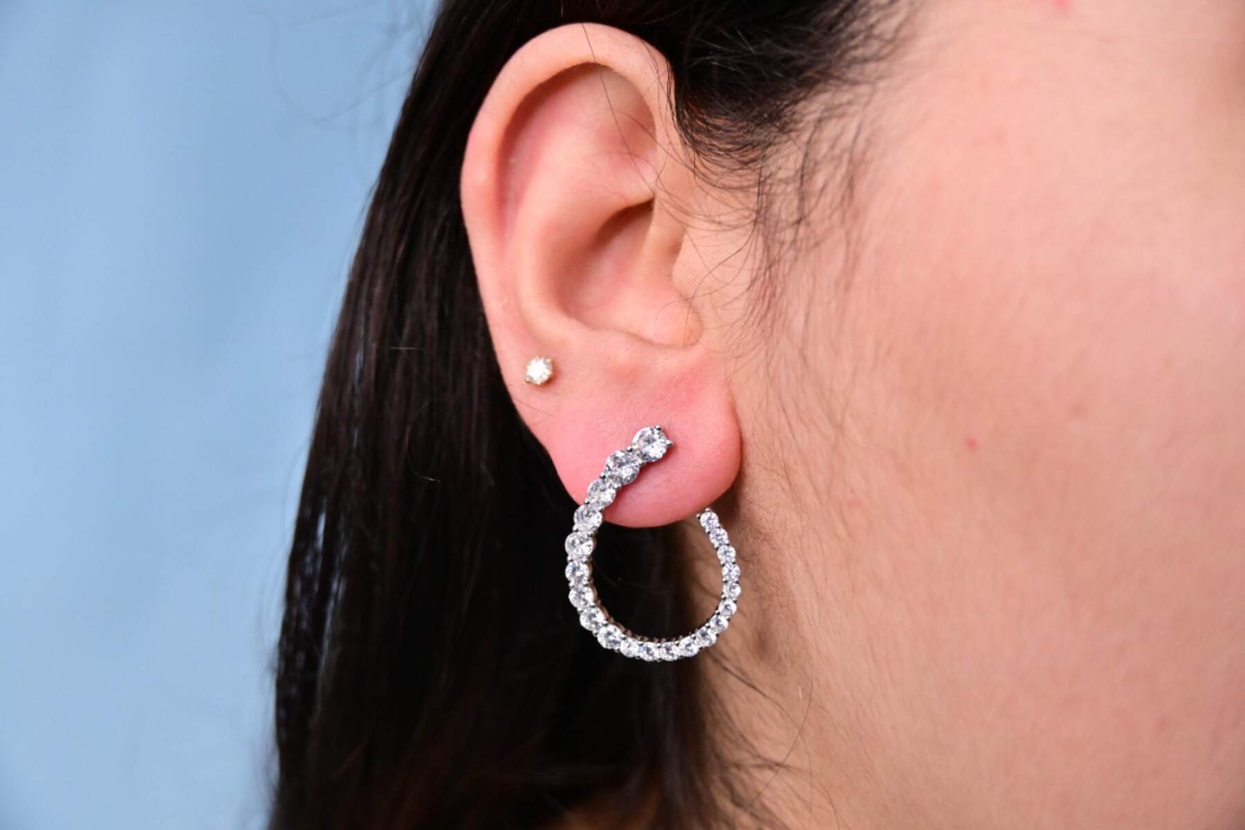 CZ Studded Silver Earrings