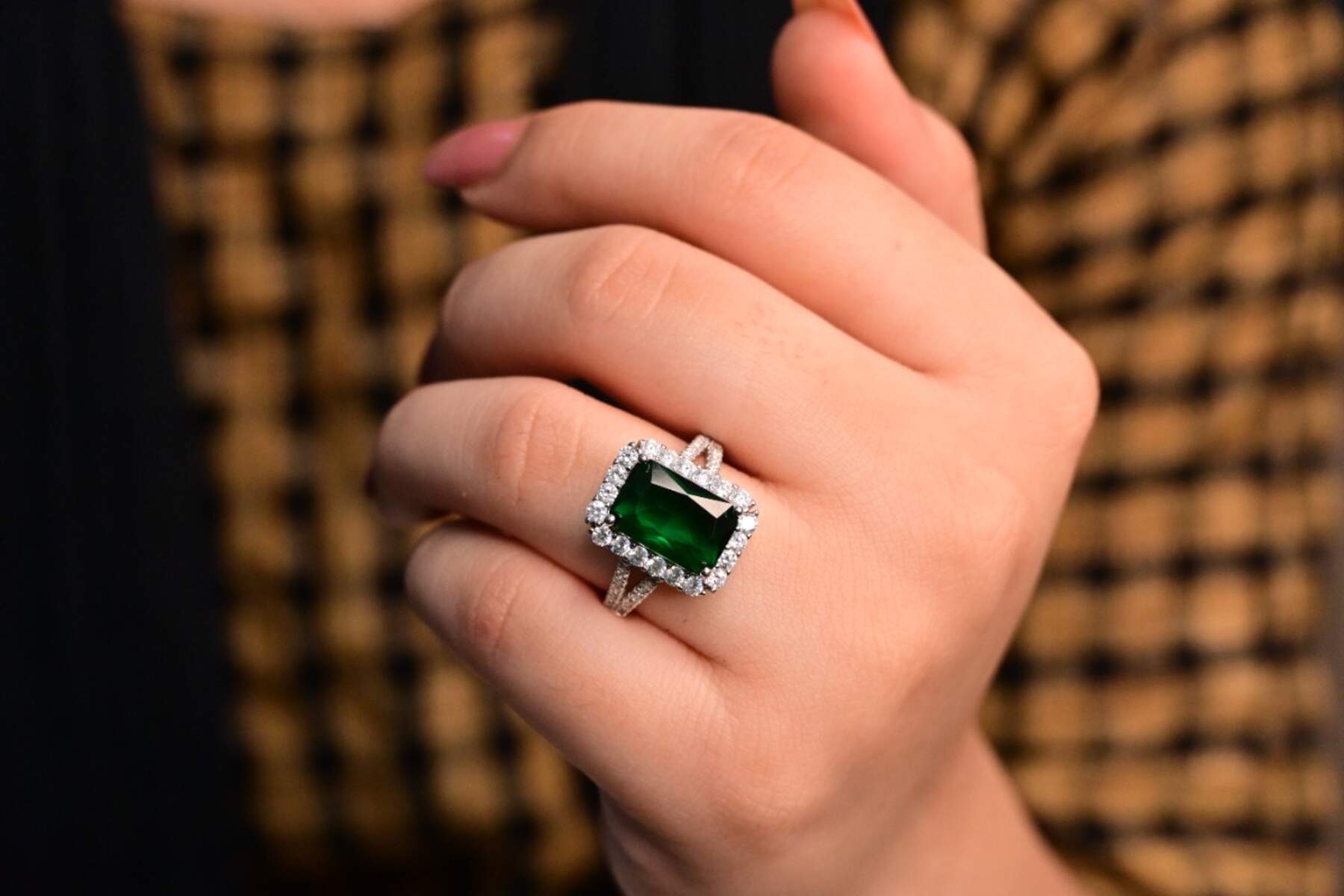 Rectangle Cut Green Ring