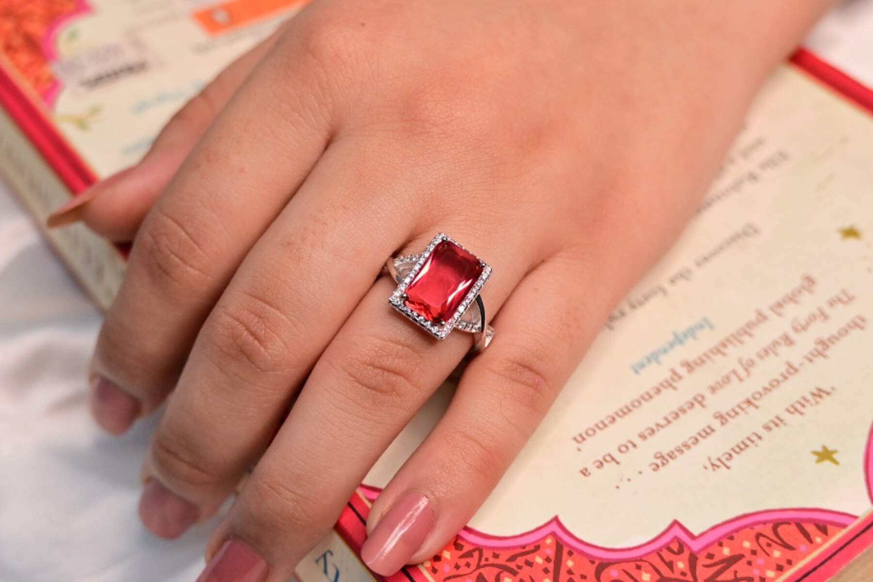 Rosy Red Silver Ring