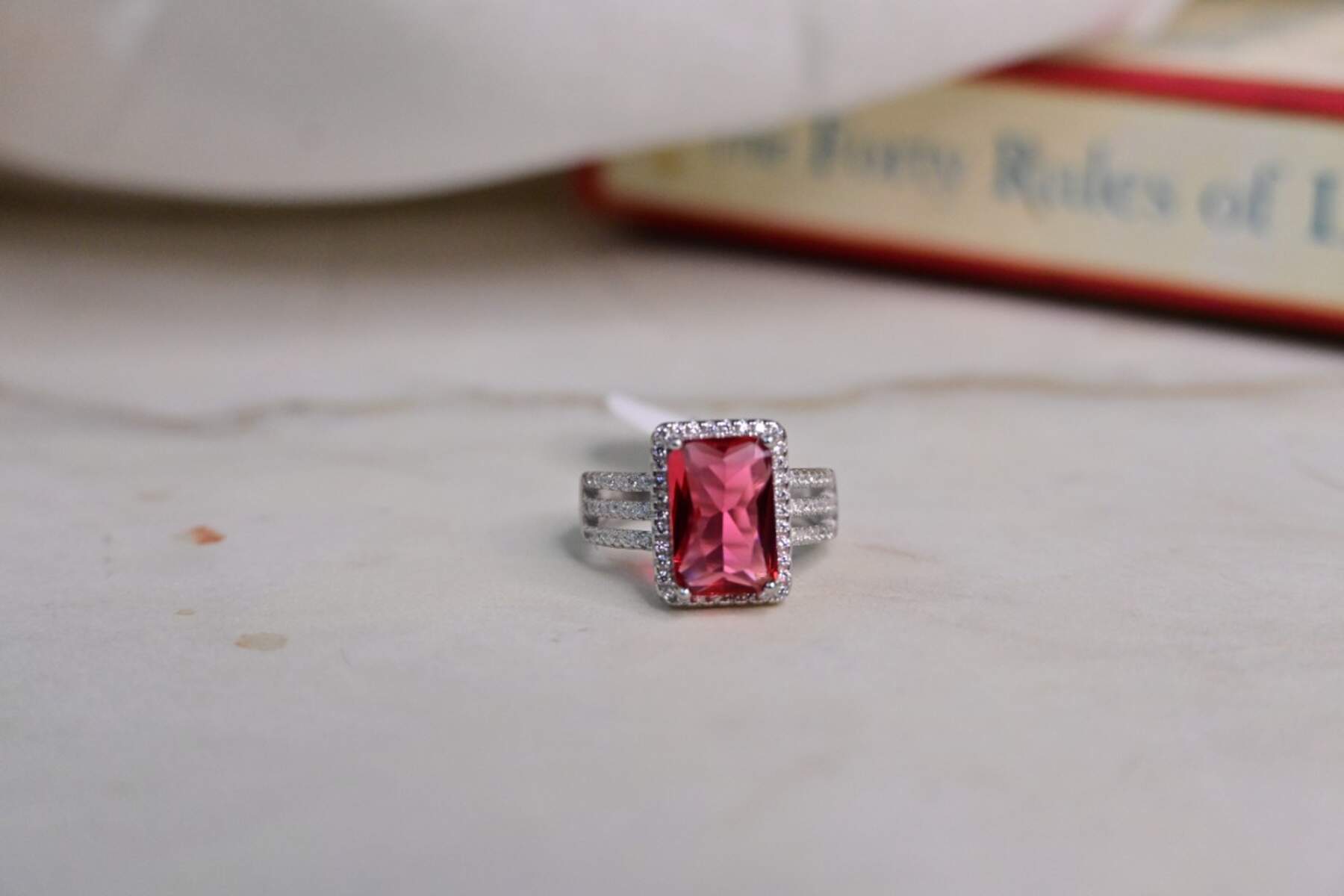 Blushing Red Silver Ring