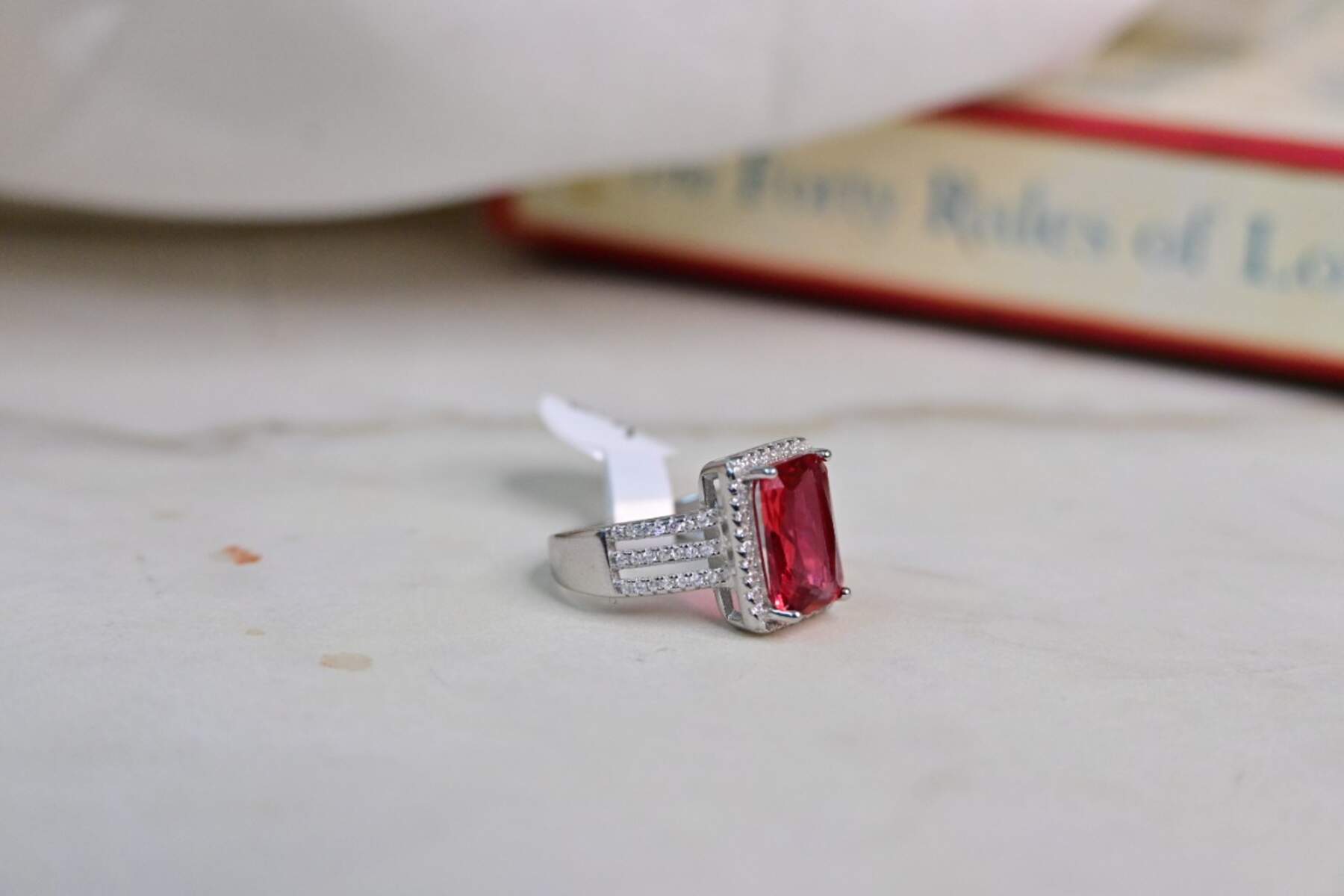 Blushing Red Silver Ring