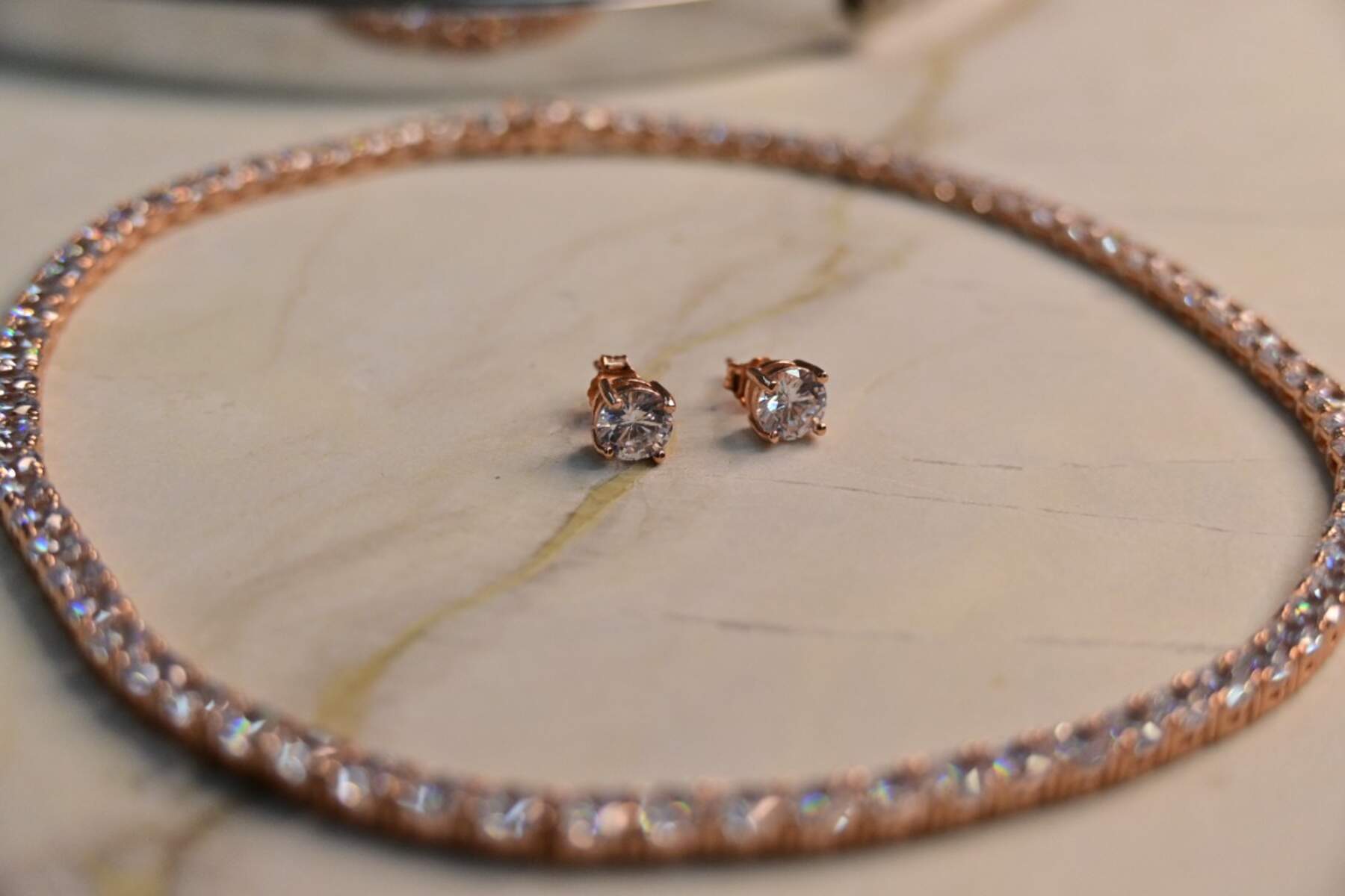 Rose Gold Solitaire Set with Studs